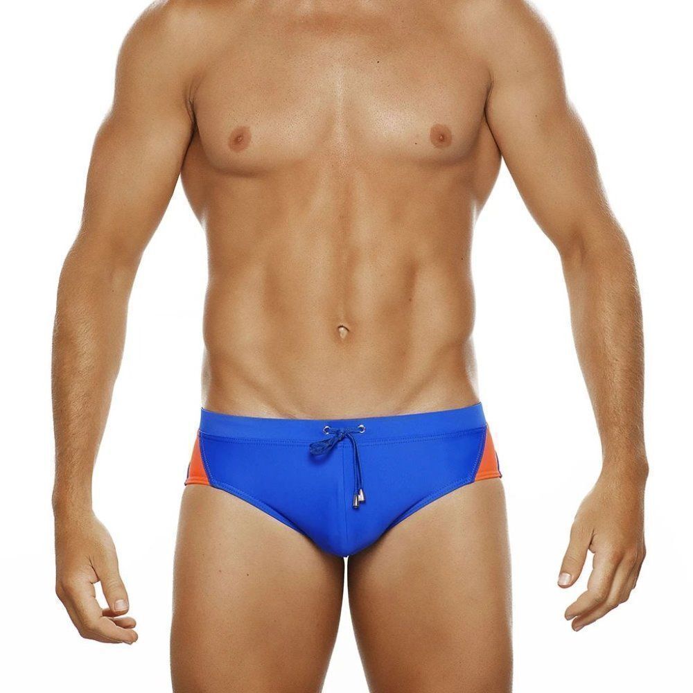 Men's Racing Stripes Speedo Beach Bikini Swimwear Orange Size M - Picture 2 of 3